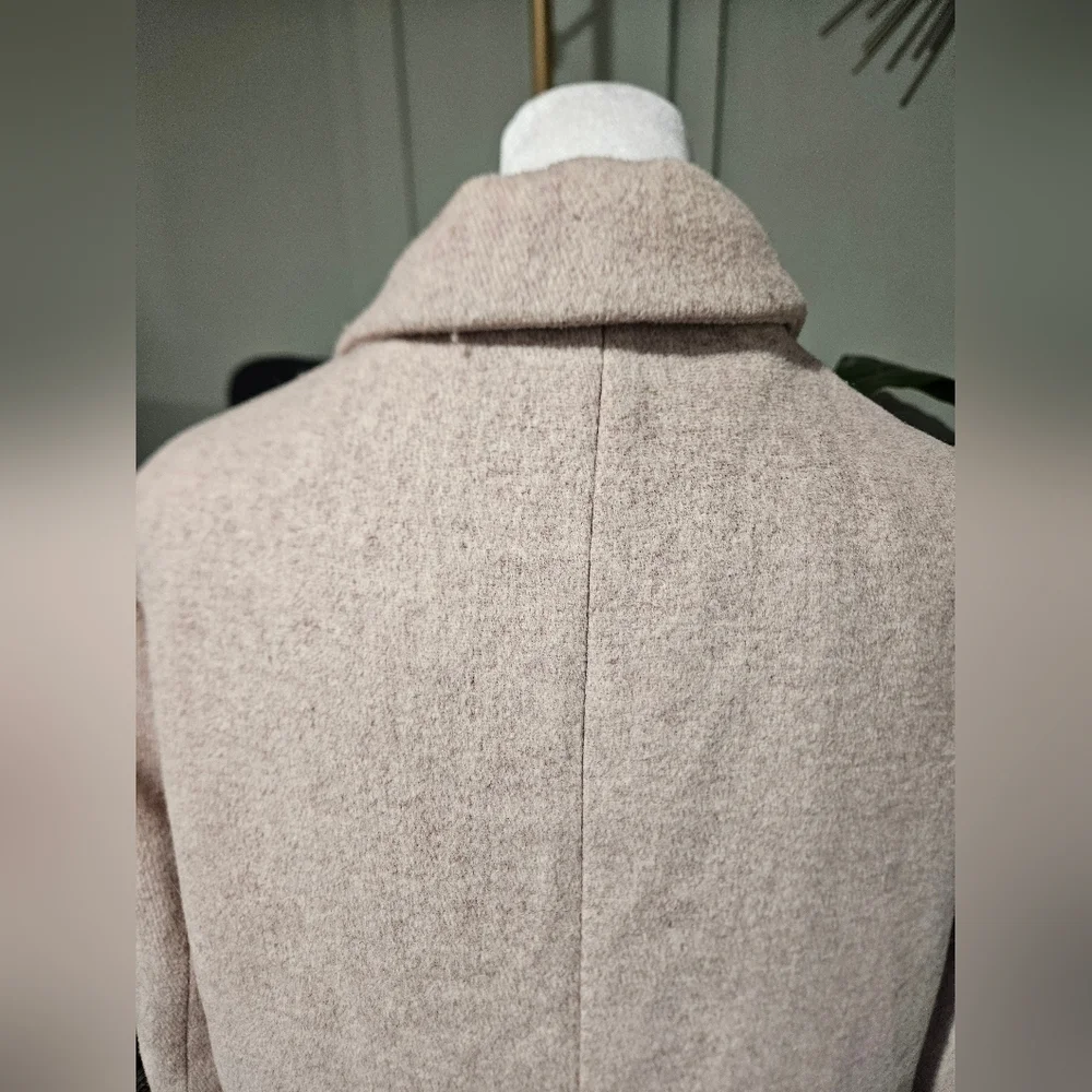 H&M Wool-Blend Tailored Coat – Light Beige Marl | Size 10.